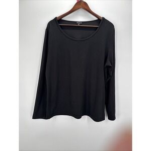 Chances R Womens 3X Black Long Sleeve Tunic Top Plus‎ Size Stretch Basic Casual